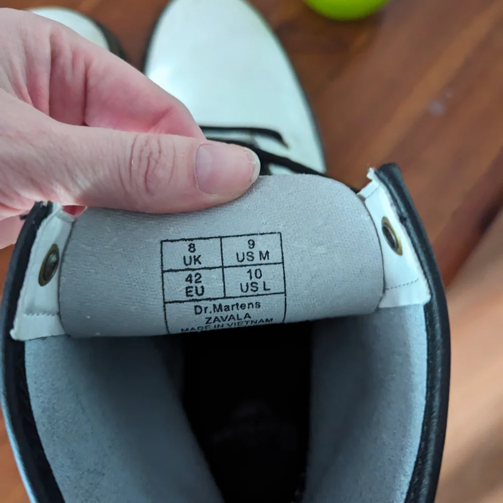 Dr. Martens White and Black Leather Boots - Picture 2 of 4